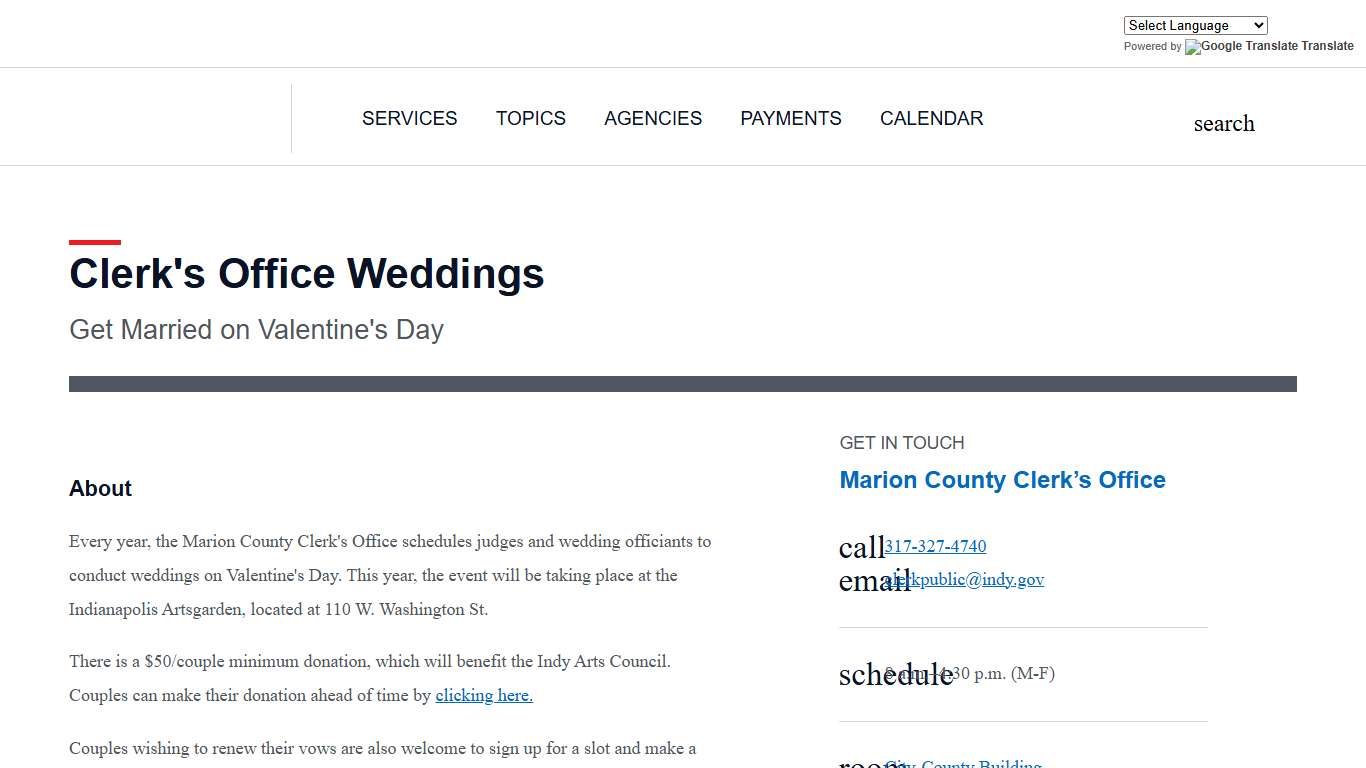 indy.gov: Clerk's Office Weddings