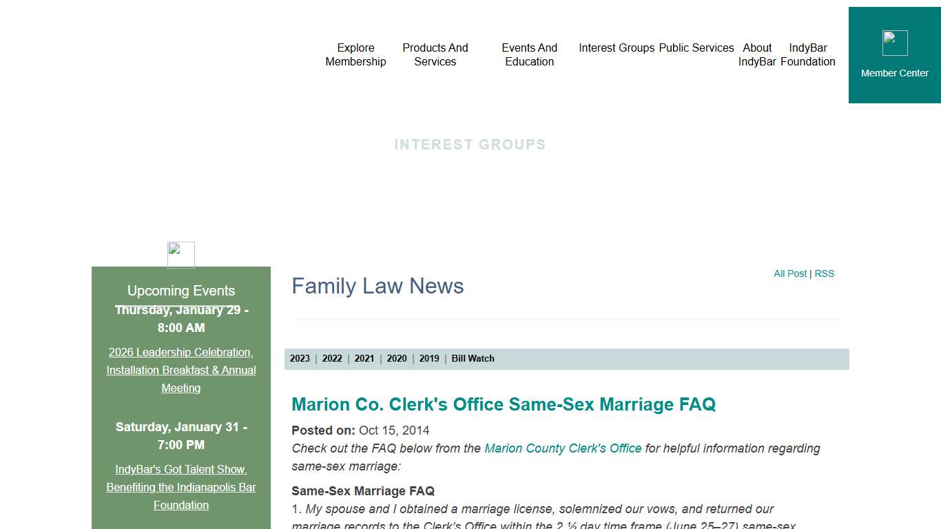 Marion Co. Clerk's Office Same-Sex Marriage FAQ - Family Law News